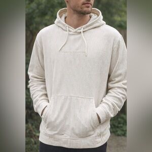 Zara Textured Cord Rib Hoodie “Random Dimensions” Cream Oversized Size L